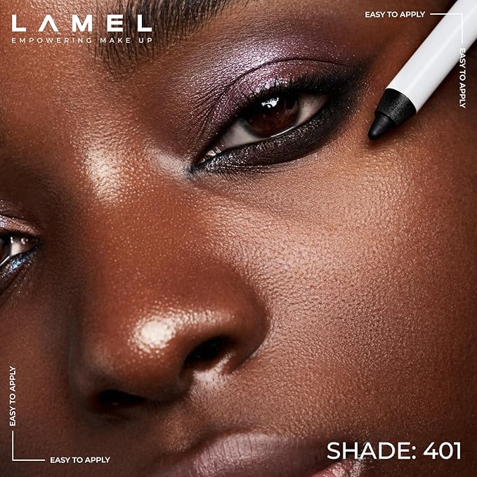 Lamel No Smudge Gel Eyeliner - Deep Black - Waterproof Eyeliner Pencil - 10-Hour Wear, Sharpenable, Contact Lens Friendly, Vegan - Creamy & Sweat Proof Pencil - Highly Pigmented - 401 Shade
