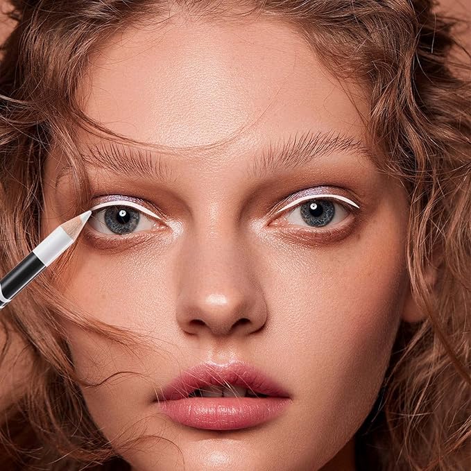 12 PCS White Eyeliner Pencils,Professional Long Lasting Waterproof Makeup Pencils,Highly Pigmented Inner Corner Eye Highlighter Eyeliner Pencil White Eye Liner Pen Sets for Women