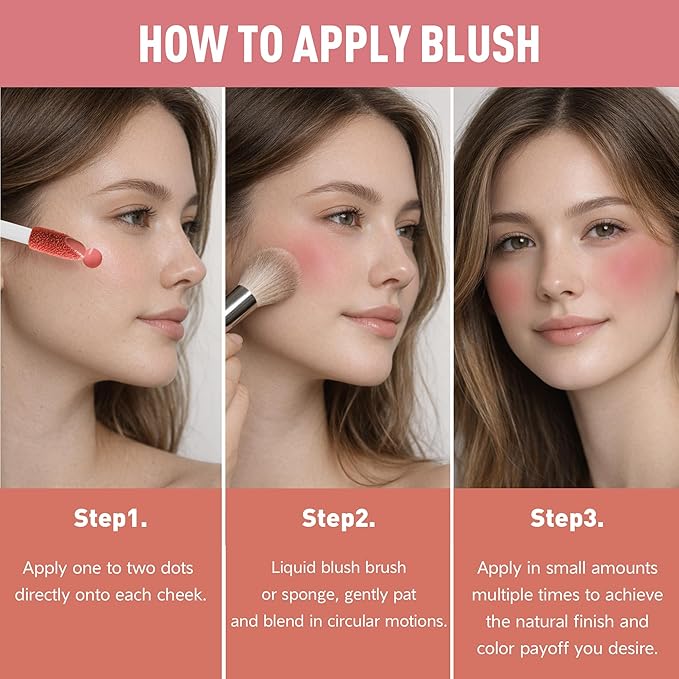 FV Liquid Blush, Long Lasting Buildable Cream Cheek Tint with High-Pigment Color, Weightless Blendable Formula for Natural Dewy Finish (cheer)