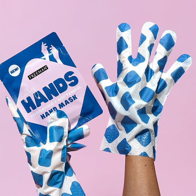 Freeman Flirty Feet Foot Mask 2-Pack & Silky Hands Hand Mask 2-Pack – Moisturizing Socks with Coconut Oil & Mint Extract + Hydrating Gloves with Coconut Oil & Rose Extract