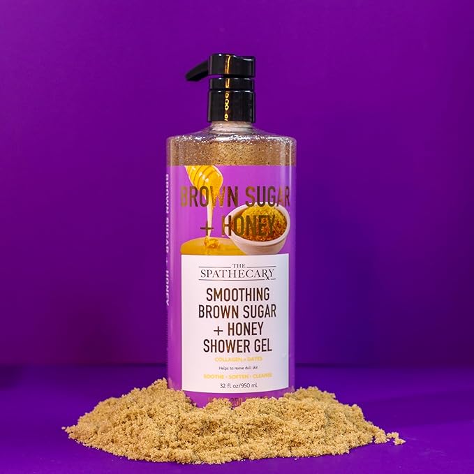 Smoothing Brown Sugar + Honey Exfoliating Shower Gel with Collagen and Dates, 32.8 oz