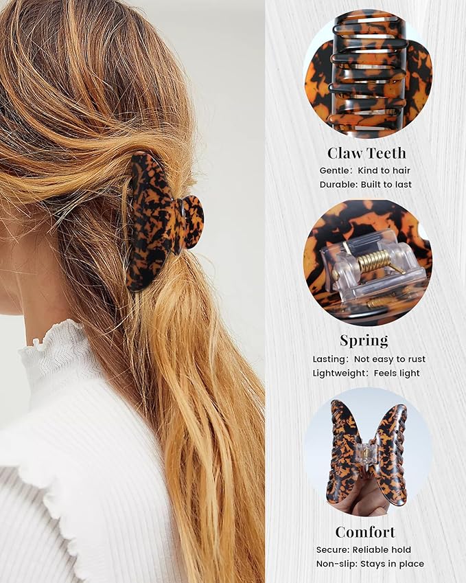 Mesovor 4 Pack Acrylic Hair Clips Claws, Nonslip 3.94" Large Hair Grip Hairclips for Thin and Thick | French Banana Barrettes Hair Strong Hold Hair Jaw Clamps (Tortoise Matte)