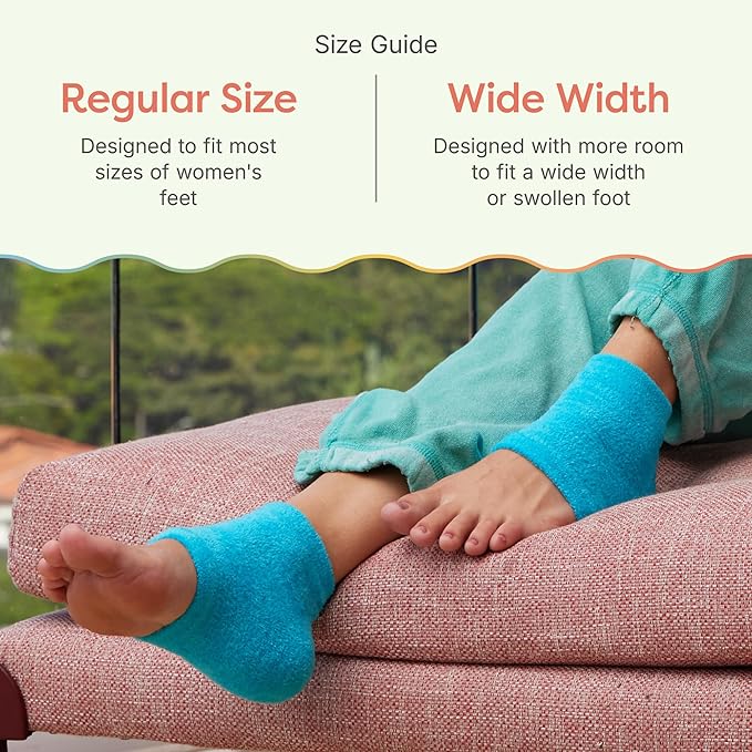 ZenToes Moisturizing Socks for Cracked Heel Treatment, Vitamin E, Olive Oil and Jojoba Oil Infused Heel Socks, Spa Gifts for Women, Mothers Day Gifts (Fuzzy Blue, Wide Width)