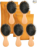 Travel Hair Brush, 5-Pack Mini Boar Bristle Hair Brush for Women - Small Portable Compact HairBrush for Girls Kids Women Best Gift, Travel Size for Purse, Vacation, Business Trips & Outings