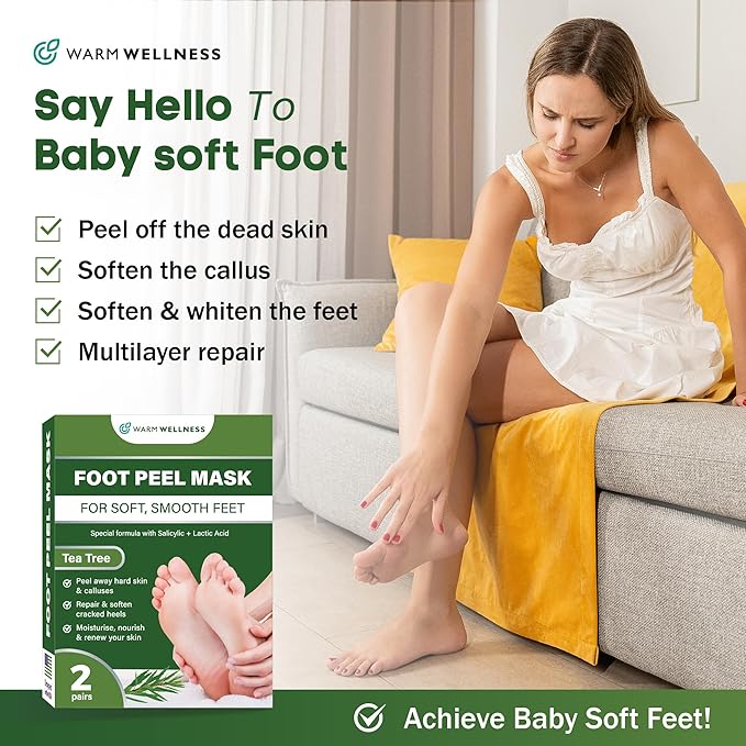Foot Peeling Mask – Lavender Exfoliating Treatment Booties for Callus Removal & Renewal of Dry, Cracked Feet – Dermatologist-Inspired Moisturizing Spa Therapy for Men & Women (Tea Tree 2 Pairs)