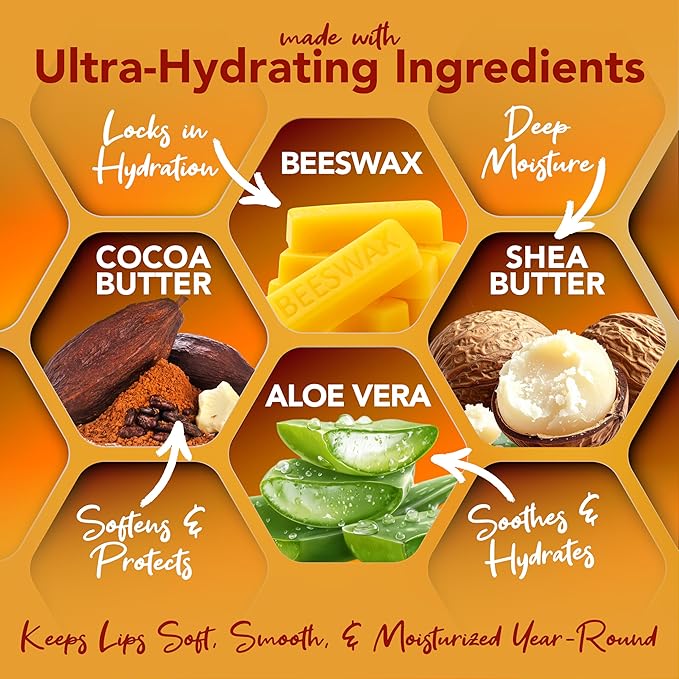 Nature's Bees, Cocoa Butter Flavored Lip Balm Tubes Set Bulk Assortment Chap Treatment Moisturizer For Dry Lips, Original Variety Assortment (Shea Butter, Original, Olive Oil, Mango Butter) - 48 Pack