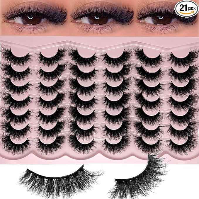 Mink Lashes Cat Eye Fluffy False Lashes Wispy Natural Lash Strips C Curl Faux Mink False Eyelashes Pack Full Strip False Eyelashes Natural Look