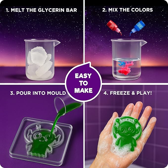 Doctor Jupiter Glow in The Dark Space Soap Making Kit for Kids Ages 4+ | Birthday Gift Ideas for Boys & Girls 4 5 6 7 8 12 Year Old, Space Craft Toys