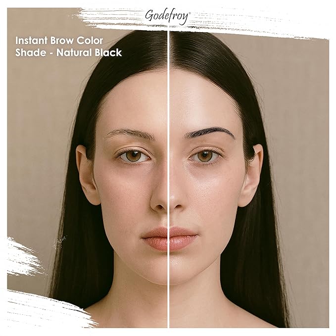 Godefroy Fast Acting Temporary Instant Brow Color, 3 Applications Per Package, Salon Quality Results, Natural Black