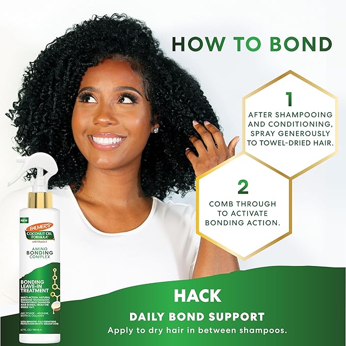 Palmer's Amino Bonding Complex Hair Treatment, Leave-In Conditioner Spray with Coconut Oil & Vitamin E, Heat Protectant, Anti Frizz, Strengthens & Protects Hair Growth, All Hair Types, 6.7 fl. oz