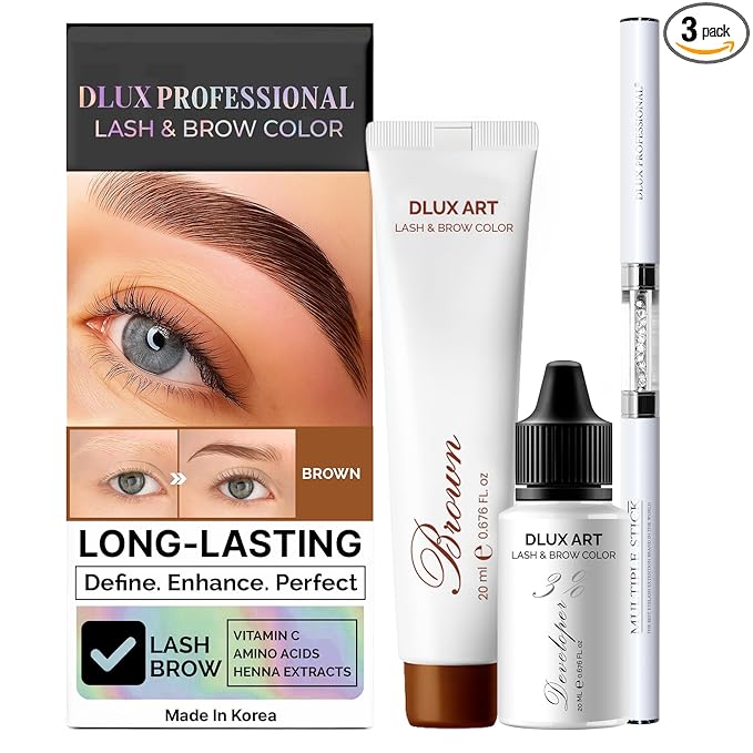 Korean Eyebrow Color Kit Brown – Professional Brow Color for Women, Eyebrow Color for Natural Looking Brows, Long-Lasting Brow Color for Salon & Home