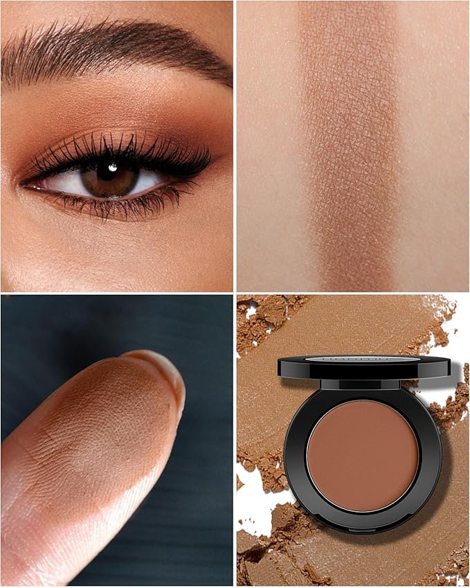 Warm Brown Eyeshadow Single Handmade Matte Chocalate Eye Sahdow Makeup Palette for Halloween, High Pigmented & Long Lasting, Intense Color Brown Eyes (Coffee)