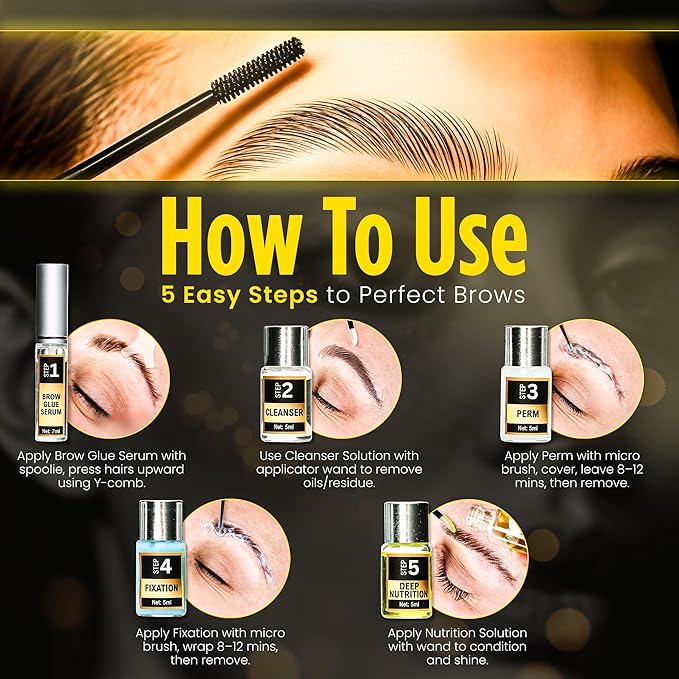 Professional Brow Lamination Kit – Salon-Quality Results at Home | DIY Eyebrow Lamination Kit for Fuller, Thicker, Fluffy Brows | Lasts Up to 6 Weeks | Easy to Use, Beginner-Friendly Brow Perm Kit