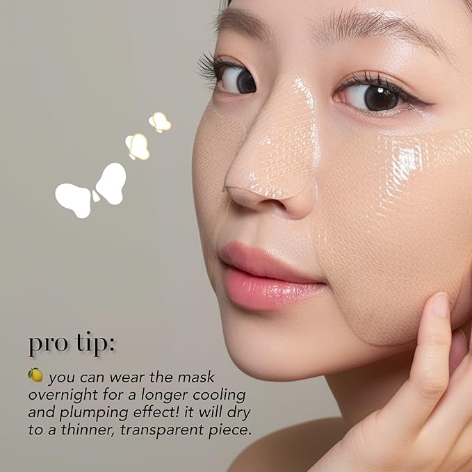 Saturday Skin Yuzu Vitamin C Hydrogel Mask for Glass Skin Cooling Deep Hydration Firming Reduce Redness Daily & Overnight Mask Suitable for All Skin Types, Korean Skincare, 4EA