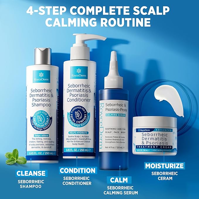 Roycederm Seborrheic & Psoriasis Calming Serum: Clinically Inspired Care for Itch, Dryness, Redness & Flaking - Seborrheic Dermatitis & Psoriasis Scalp Treatment Suitable for Scalp, Face & Body