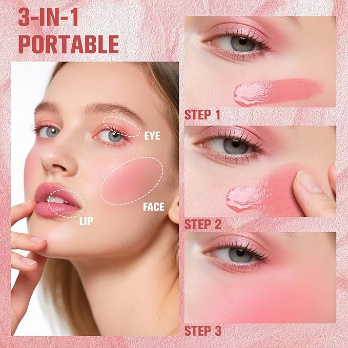 Dewy Liquid Blush for Cheeks, High Pigment Buildable Cream Blush, Long-Lasting Natural Glow - Hydrating Formula Lightweight Makeup Radiant Flushed Cheeks (07 Satin Rose)