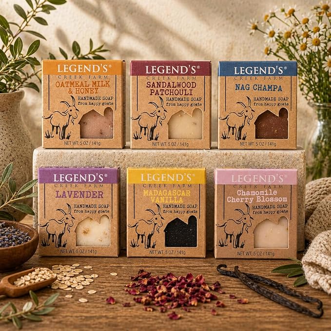 Legend's Creek Farm Goat Milk Soap Variety Pack – 16 Handmade Moisturizing Bar Soaps for Body & Hands – Natural Soap for Sensitive Skin – Made in USA Gift Set – 5 Oz Bars
