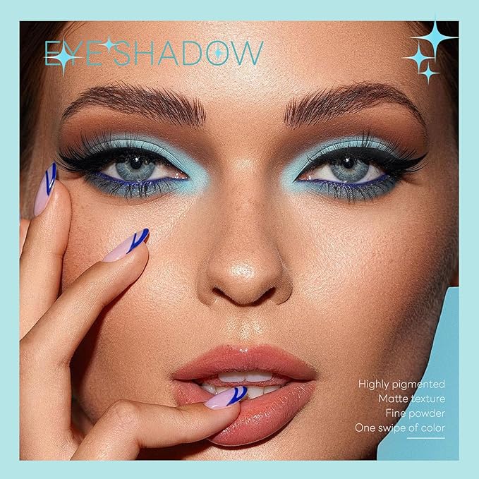 HOSAILY Light Blue Single Matte Eyeshadow, Velvet Eye Shadow Pressed Powder Primer Base Makeup, High Pigmented LongLasting Baby Blue Mint Green Eye Shadow Palette Makeup, sombras para ojos 01