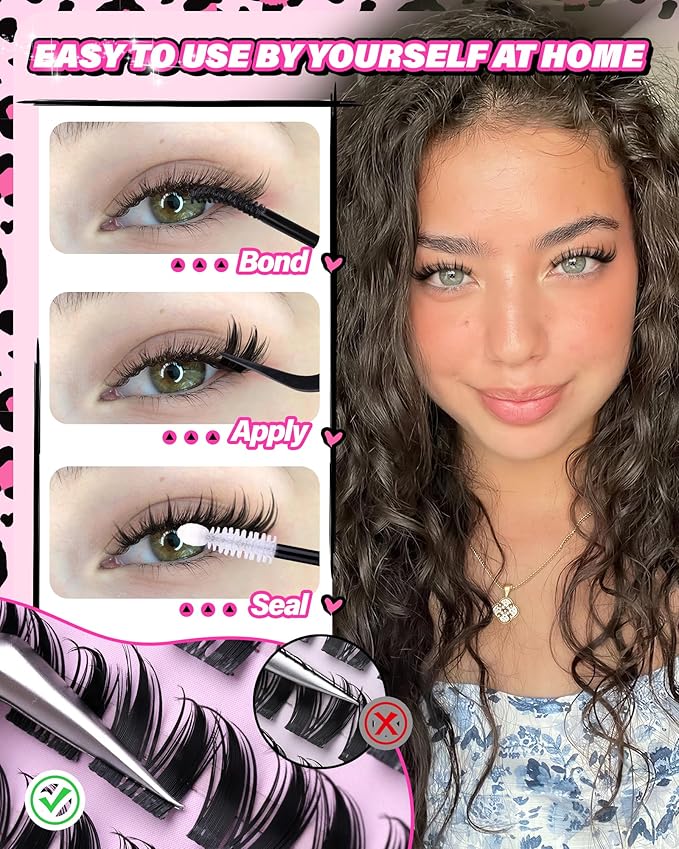 Anime Lash Clusters Kit Wispy Eyelash Clusters Invisible Band 10-12-14MM Natural Lashes Clusters Kit Wet Manga Cluster Eyelash Extensions Kit with SleepSafe Lash Bond&Seal Tweezers Brushes by Zegaine
