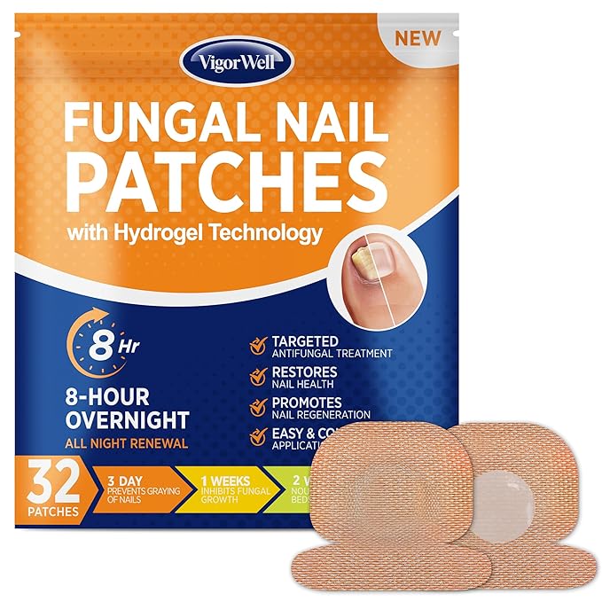 Small Nail Patches Extra Strength: 32 PCS Nighttime Hydrogel Patches for Overnight Repair - Visible Results in 8 Hours - Toenail Extra Strength
