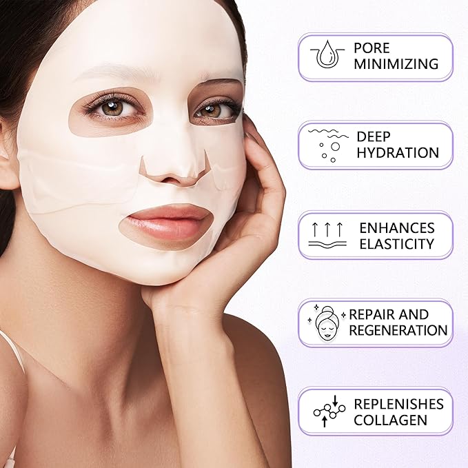 Deep Collagen Jelly Gel Face Mask,Bio-Collagen Facial Mask for Glass Glow Skin,Hydrating Hydrogel sheet Overnight Mask, low molecular weight collagen for lifting, firming, and moisturizing