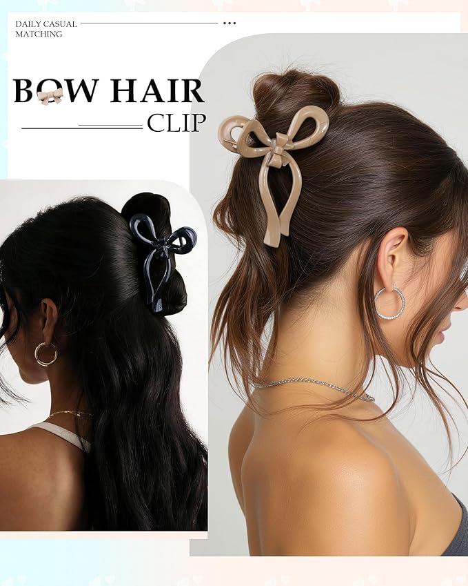 4 PCS Bow Hair Clips for Women Bow Claw Clip 5" Extra Large Hair Claw Clips for Thick and Long Hair Cute Bows Big Clip Mother’s Day Gift for Mom