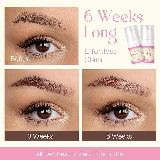 CALAILIS Eyebrow Tint Kit, Eyebrow Color Kit with Natural Effects Long Lasting 6+ weeks, Waterproof Brow tint with Gentle Ingredients, Safe & Easy to Use for Salon & at Home (Brown)