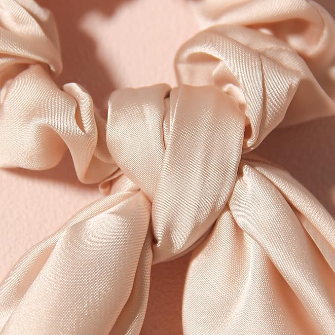 Hair Scarf Scrunchies for Women, LFOUVRE Scarf Scrunchies, 2pcs Knotted Scarf Hair Ties for Girls,Silky Satin Hair Scarf Headband, Elastic Hair Bands Ribbon Scrunchy, Ponytail Holder Hair Accessories