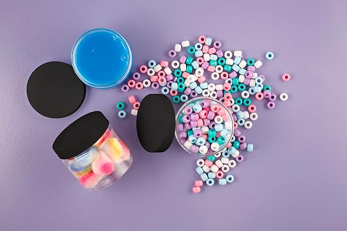 Healthy Packers® Small Plastic Jars with Lids 4 oz, 12-Pack - Clear Plastic Jars with Screw-On Tops for Slime, Crafts, Body Butter, Sugar Scrubs, Cosmetic Storage, Small Containers with Lids (Black)