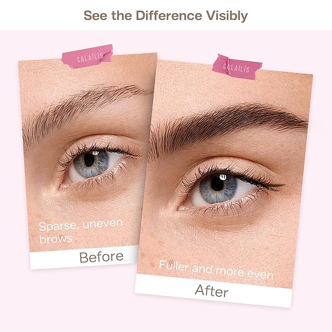 CALAILIS 2-in-1 Eyebrow Pencils for Women, Dual-Ended Liquid Eyebrow Pencil with Microblading 4D and Precise Brush-Tip, Waterproof Stay on All Day, Create Natural Hair-Like Brows (Brown)