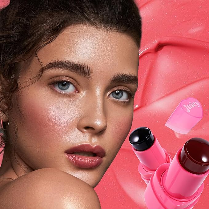 3-In-1 Multi-Use Blush Cream Blush Stick for Eyes, Cheeks & Lips, Hydrating & Bouncy Jelly Texture, Blends Perfect, Long Lasting Waterproof (05, s)