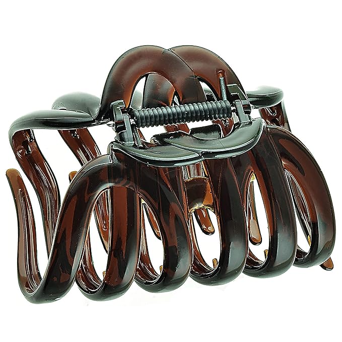 Camila Paris AD718 Octopus French Claw Clips for Women – Large 3.5 Inch Hair Clips for Thick Hair, Long Curly Wavy Hair, XL Strong No-Slip Grip, Cellulose Acetate, Made in France