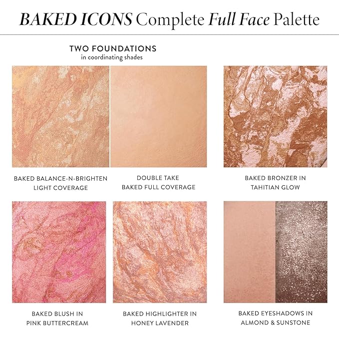 LAURA GELLER Baked Icons Complete Full Face Palette, Fair | All-in-One Makeup Palette with Baked Foundations, Blush, Bronzer, Highlighter, Eyeshadows | Coverage for Mature Skin | Travel-Friendly