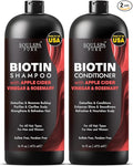 SOULSPA PURE Apple Cider Vinegar Biotin Shampoo and Conditioner Set - ACV Clarifying Scalp Care with Rosemary Oil & Keratin - Sulfate Free for Oily, Thinning Hair - Made in USA - 16 fl oz Each