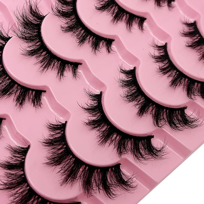 Cat Eye Lashes Wispy Short Fluffy Lash Strips D Curl 3D Lashes Cateye Eyelashes Natural Look 16mm Long Faux Mink False Eyelashes Pack