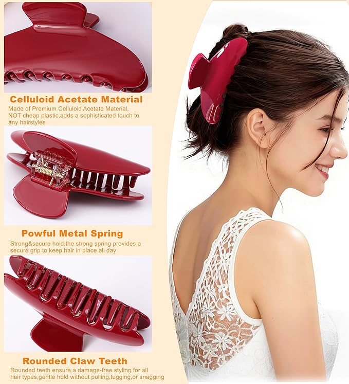 2 Pack Acetate Hair Claw Clips for Women 4 Inch Large Claw Hair Clips for Thin to Thick Hair