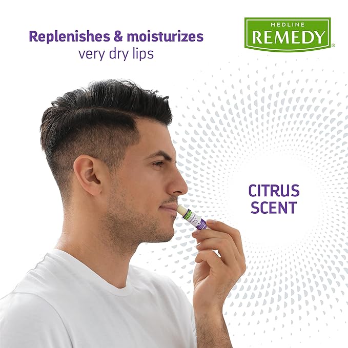 Medline Remedy Clinical Lip Balm, 3 Count, Citrus Scent, Moisturizing, Hydrating, Nourish, Nutrient Rich, Soothing Natural Oils, Revitalize, Comforting, Skin Conditioners, 0.15 oz Stick