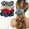 Lolalet Big Satin Scrunchies for Women, 5.9 Inch Large Oversized Scrunchie, Soft Jumbo/Giant Scrunchies Hair Ties for Thick & Curly Hair -4 Pack, Cream/Green/Navy Blue/Red