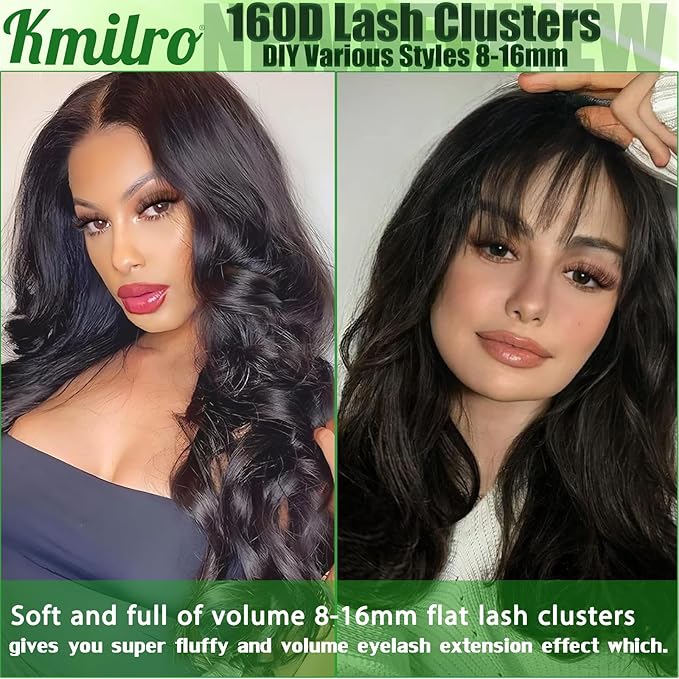 Brown Lash Clusters 160D Fluffy Cluster Eyelash Extensions 8-16mm Waterproof D Curl Volume Eyelash Clusters 280Pcs Dark Brown Individual Lashes Soft Wispy False Eyelashes DIY Lash Extension, by Kmilro