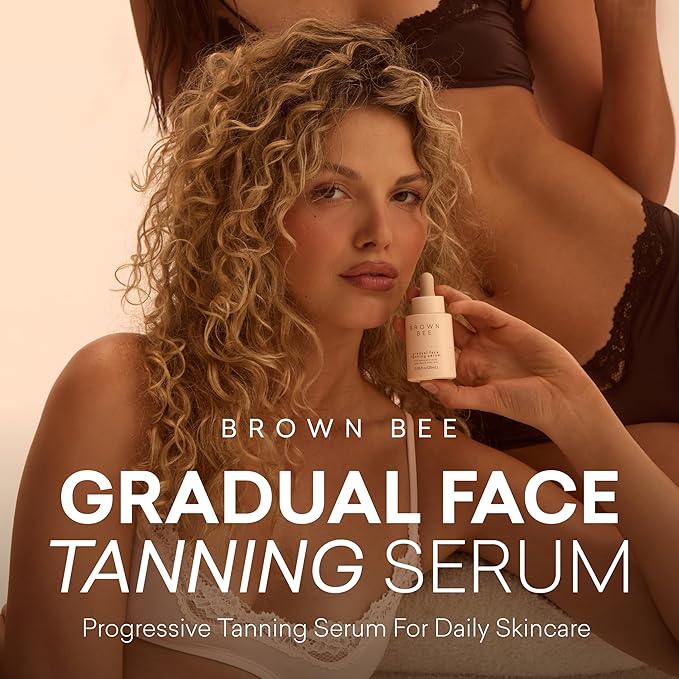 Brown Bee Peptide Gradual Tanning Serum 25 ml – Daily Facial Self Tanner with Peptides, 2% Hyaluronic Acid, Vitamin B5 & Hydraskin, Hydrating Glow