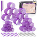 obeoby 4 Sizes Rollers Hair Curlers, 50 Pcs Set Jumbo Hair Rollers 25mm 36mm 48mm 60mm Self-Grip Hair Rollers with Clips, Curlers for Women Long, Short Hair and Bangs (Purple)