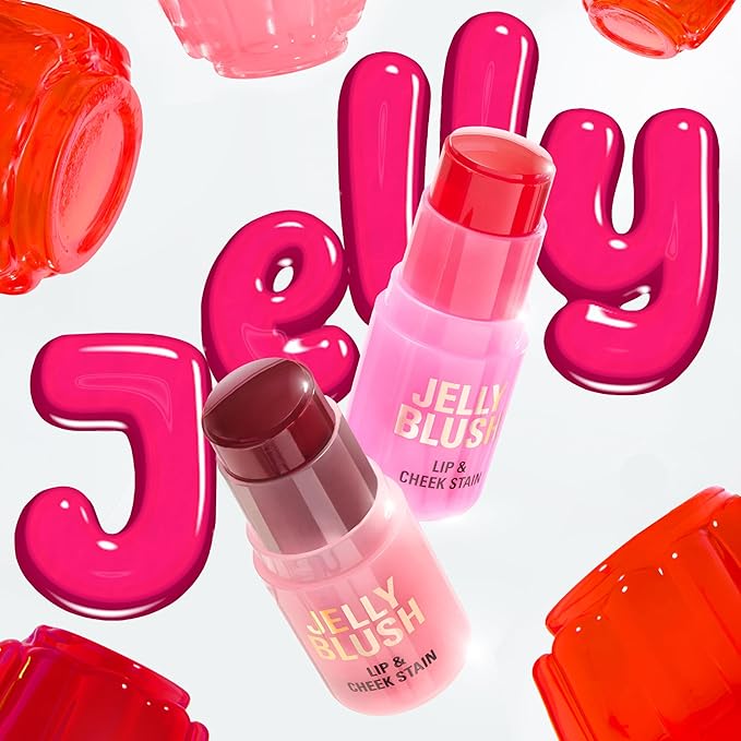 Revolution, Jelly Blush Stick Lip & Cheek Stain, Sheer, Buildable Coverage with Hydrating Hyaluronic Acid & Aloe for Multi-Use Glow, Vegan & Cruelty-Free, Strawberry Red