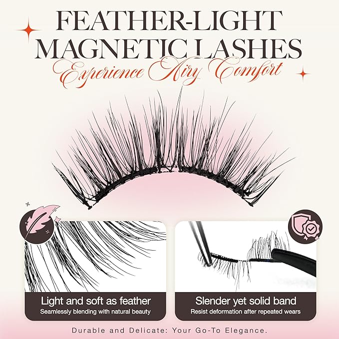 LASHVIEW Magnetic Eyelashes with Applicator,Reusable Soft Magnetic Eyelashes Natural Look, No Glue Needed RCM01-2