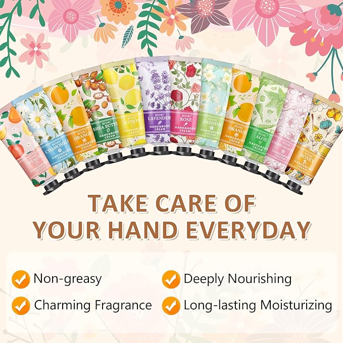 12 Pack Hand Cream Gift Set For Women,Teacher Appreciation Gifts,Mini Hand Lotion Travel Size in Bulk for Dry Cracked Hands, Graduation Gifts, Birthday Gift, Bridesmaid Gift,Party Favors