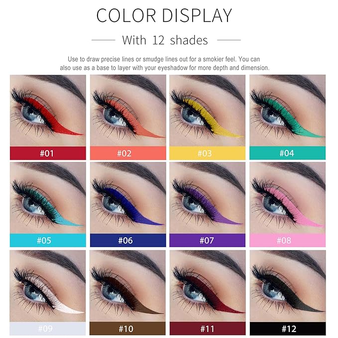 Liquid Eyeliner, Eyeliner Liquid, Long-lasting Colored Eyeliners, White Black Red Brown Green Purple Waterproof High-pigmented Colorful Eyeliners for Eye Makeup,1PC