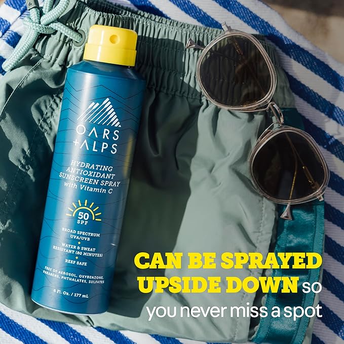Oars + Alps SPF 50 Face & Body Broad Spectrum Sunscreen Spray | Fast-Absorbing, Lightweight, Non-Greasy, Hawaii Reef Act 104 Compliant, Water-Resistant, Octinoxate + Oxybenzone Free, 6 Oz, 2 Pack