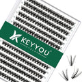 Lash Clusters 300pcs Individual Lashes 50D 0.07C Curl 11mm DIY Eyelash Extension KEYYOU Large Tray Volume Soft&Natural Cluster Lashes(50D-0.07C,11）