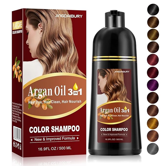 Silver Hair Dye 3 in 1, Argan Oil Silver Gray Hair Dye Shampoo for Men & Women, Instant Hair Shampoo for Color Treated Hair, Easy to Use, Shampoo Para Canas for All Hair Types, 16.9 FlOz (Silver gray)