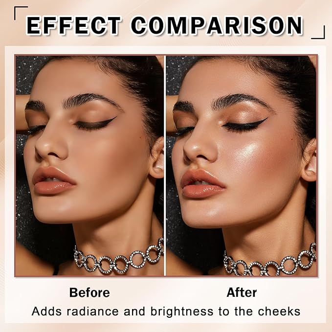 IONSGAKO Liquid Highlighter Makeup, Cream Glassy Highlighter for Face Natural Glow Finish Illuminator Buildable Long Lasting Illuminating Glow Makeup - 01 Light Glow