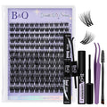B&Q Lash Clusters Kit Wispy Fluffy - Feath5D 02 Eyelash Clusters Kit with Glue & Tools, Feathered Lightweight Lash Kit, 8-18mm C Curl Waterproof False Lashes